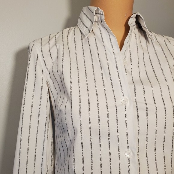 Calvin Klein Fitted Button Up with Branded Stripes - Picture 3 of 5